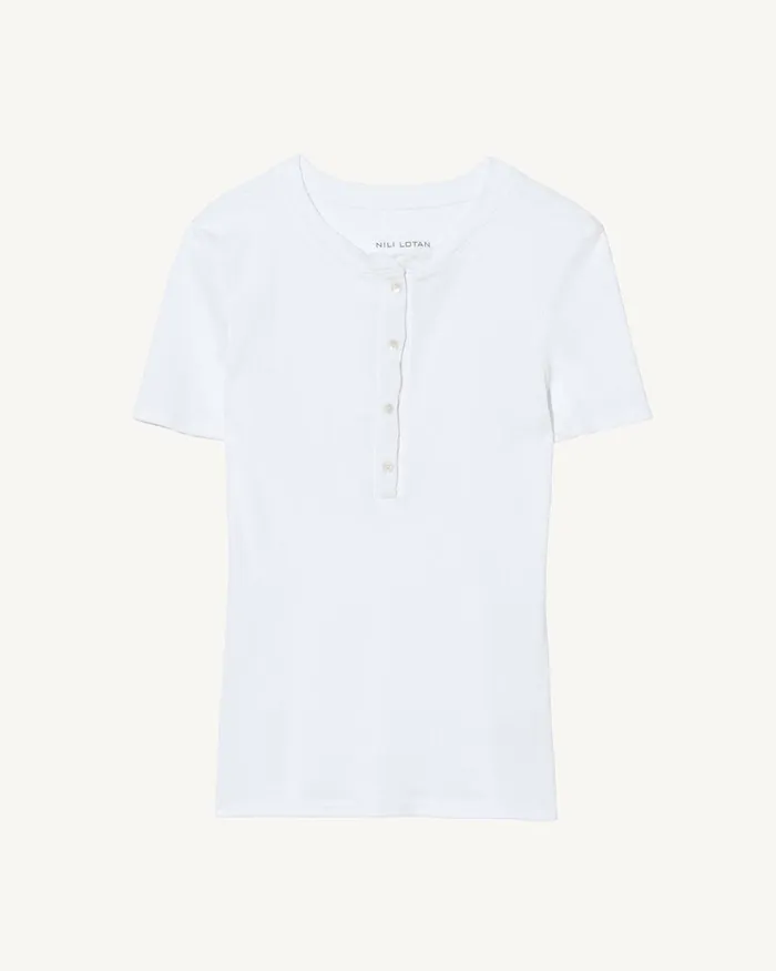 Women Tees Nili Lotan LORENE HENLEY Dark Navy