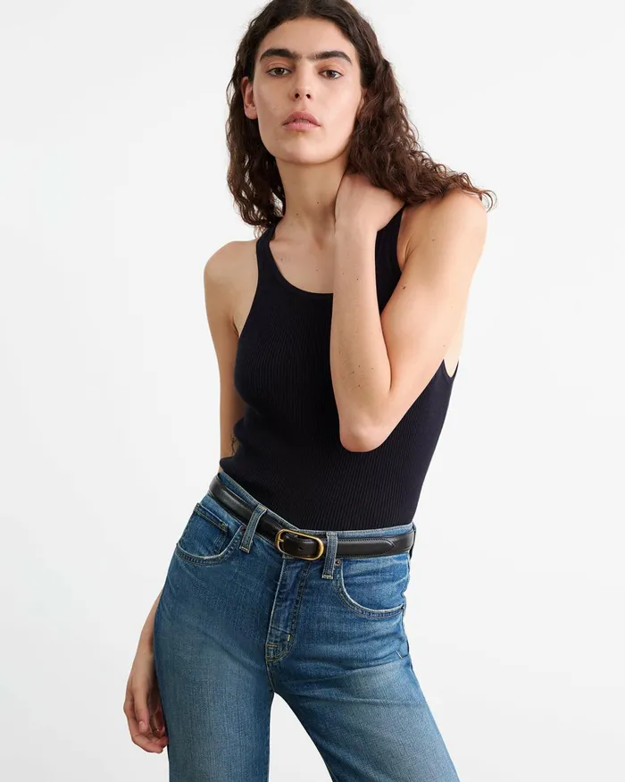 Women Tees Nili Lotan LOTTIE KNIT TANK Dark Navy