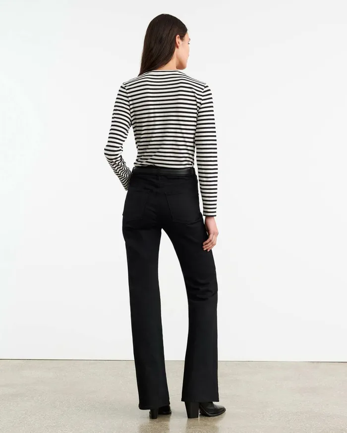 Women Tees Nili Lotan SUSANA LONG SLEEVE TEE Blackivory Stripe