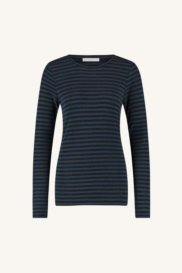 Women Tops and Shirts Bybar Basic Ls Melange Stripe Top Blue Nights