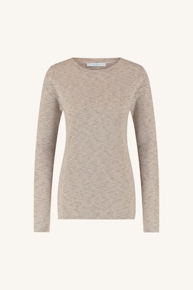 Women Tops and Shirts Bybar Basic Ls Thin Stripe Top Pecan Women Tops and Shirts Bybar Basic Ls Thin Stripe Top Pecan