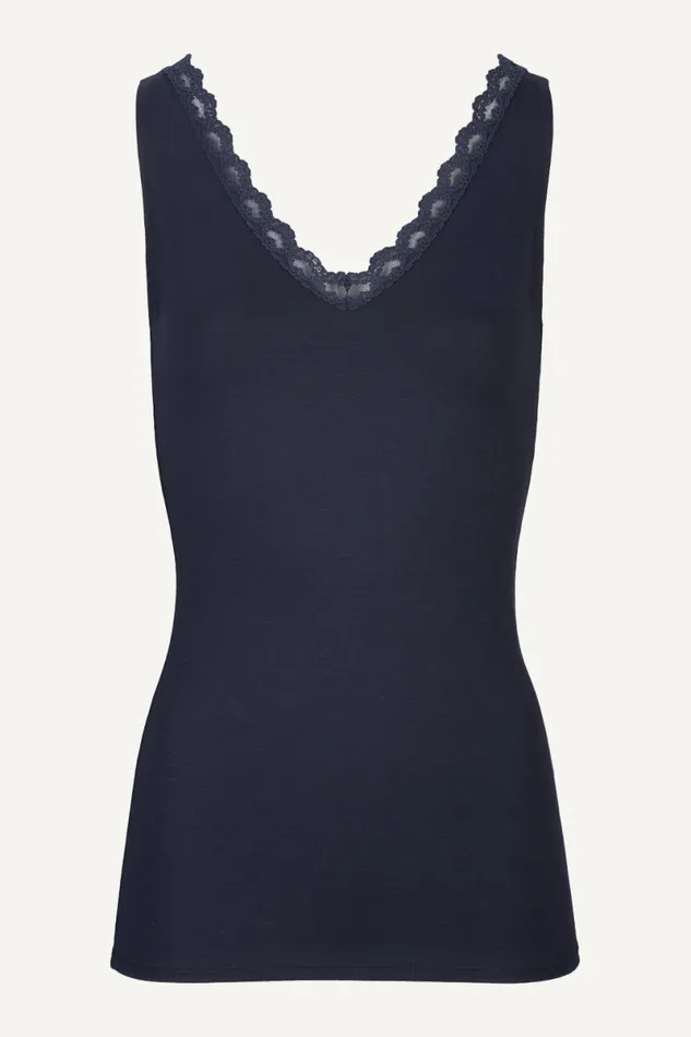 Women Tops and Shirts Bybar Lace Singlet Dark Navy