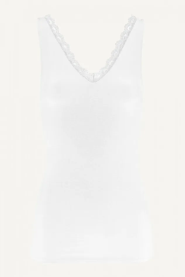 Women Tops and Shirts Bybar Lace Singlet Off White