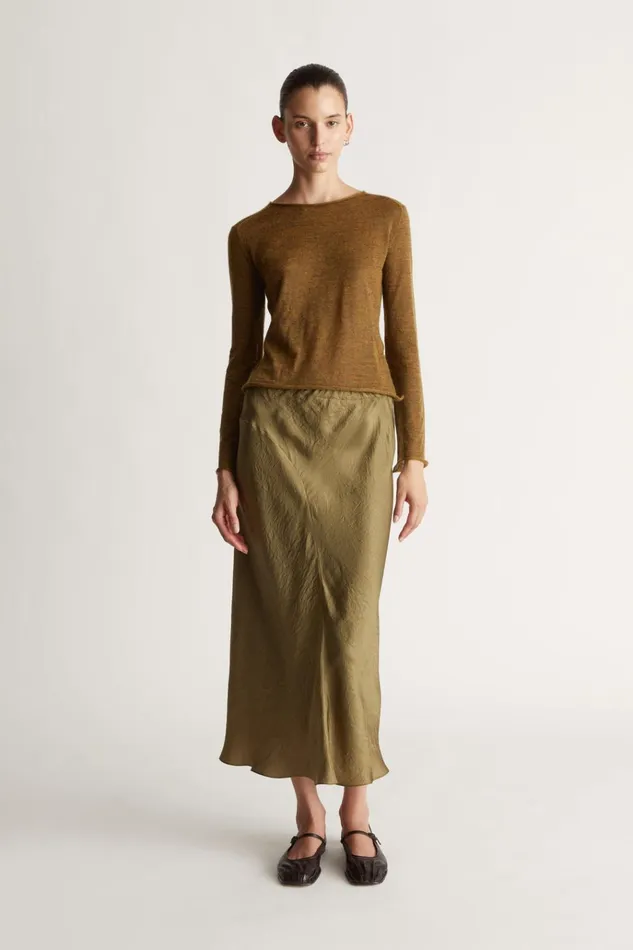 Women Tops And Shirts Lee Mathews Mila LS Top Tobacco