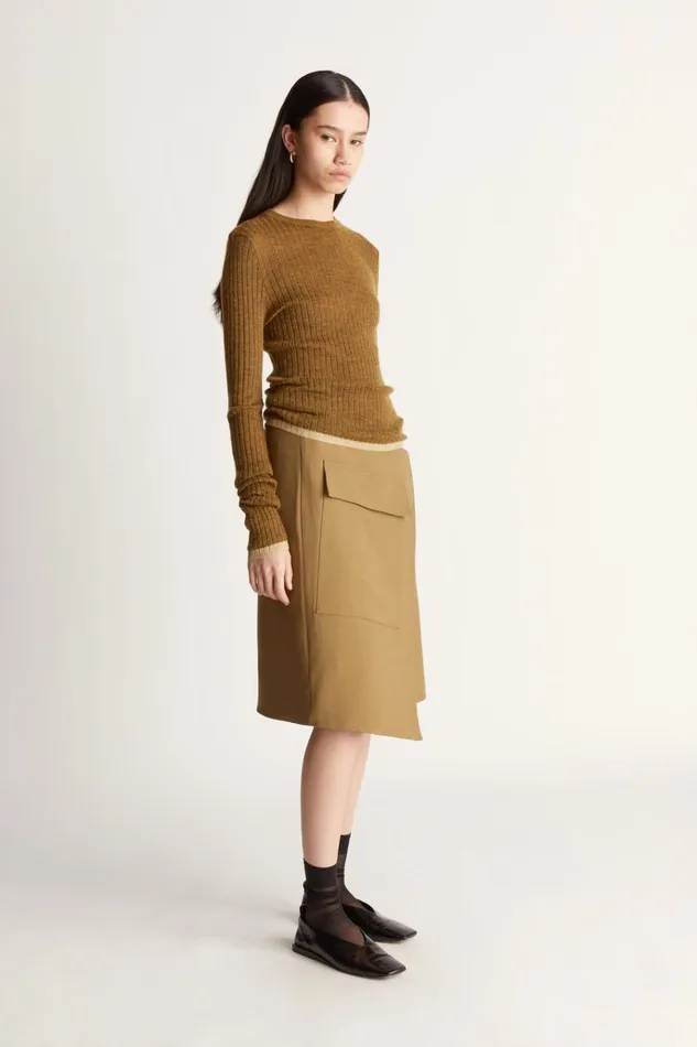 Women Tops And Shirts Lee Mathews Mila Ribbed Crewneck Tobacco
