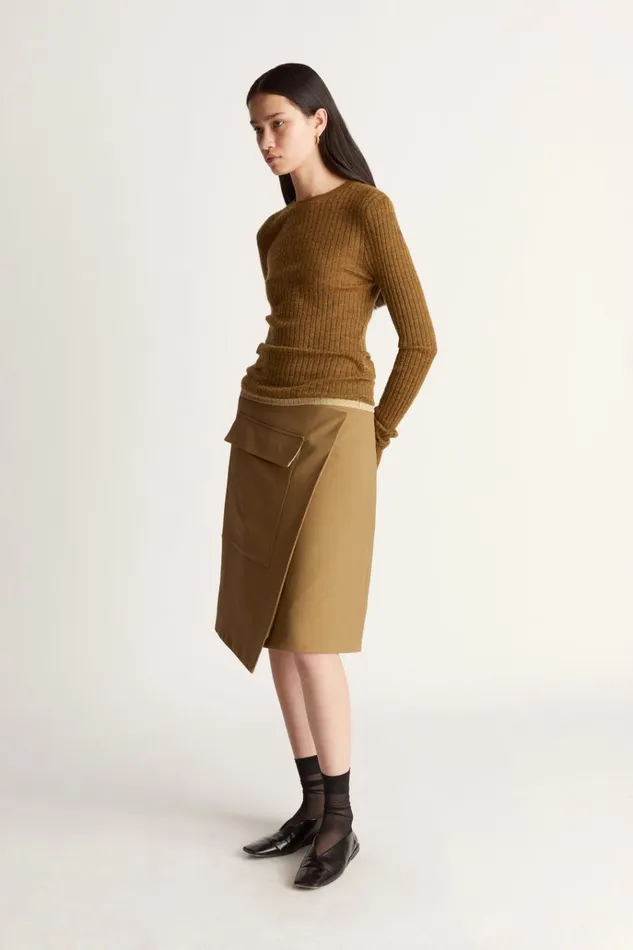 Women Tops And Shirts Lee Mathews Mila Ribbed Crewneck Tobacco