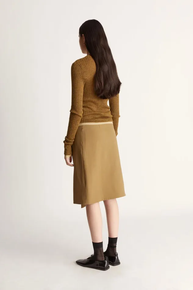 Women Tops And Shirts Lee Mathews Mila Ribbed Crewneck Tobacco