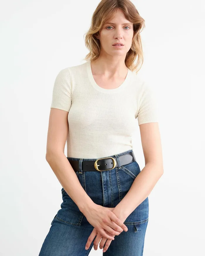 Women Tops Nili Lotan ARACELI SILK KNIT TEE Black