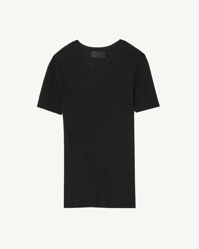 Women Tops Nili Lotan ARACELI SILK KNIT TEE Black