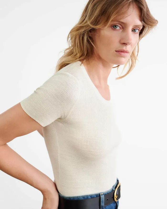 Women Tops Nili Lotan ARACELI SILK KNIT TEE Black
