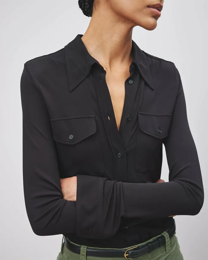 Women Tops Nili Lotan AVELINE SHIRT Black