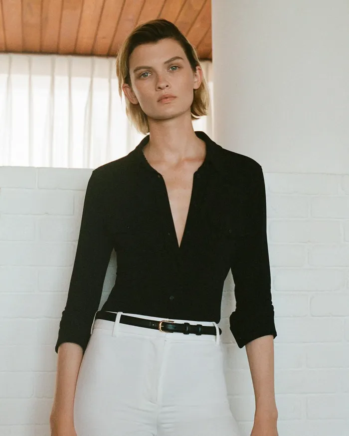 Women Tops Nili Lotan AVELINE SHIRT Black
