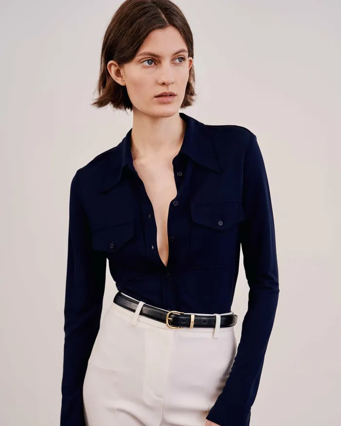 Women Tops Nili Lotan AVELINE SHIRT Black