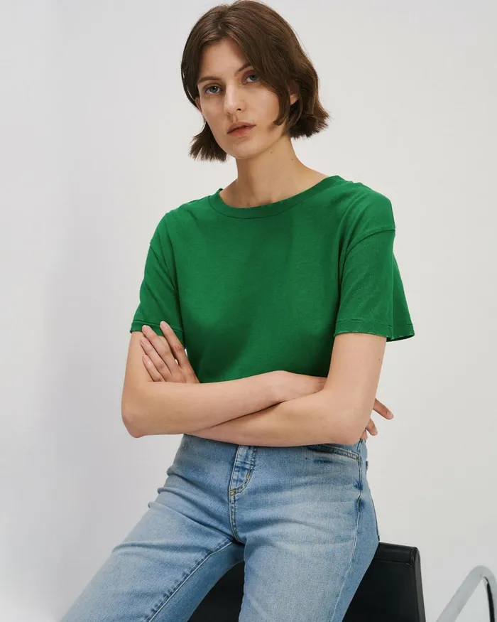 Women Tops Nili Lotan BRADY TEE Washed Black