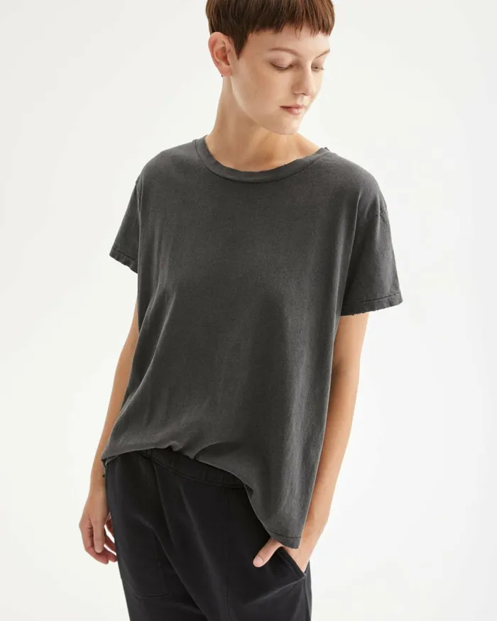 Women Tops Nili Lotan BRADY TEE Washed Black