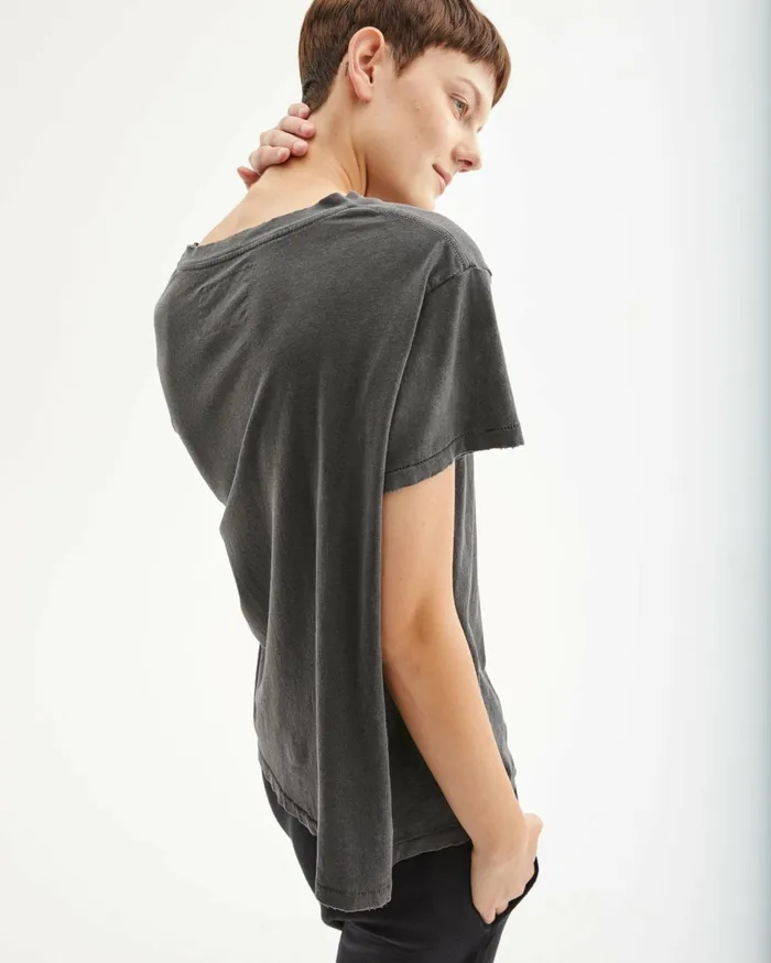 Women Tops Nili Lotan BRADY TEE Washed Black