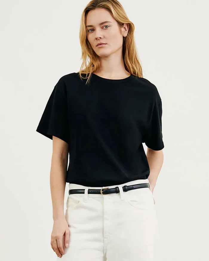 Women Tops Nili Lotan BRADY TEE Washed Black