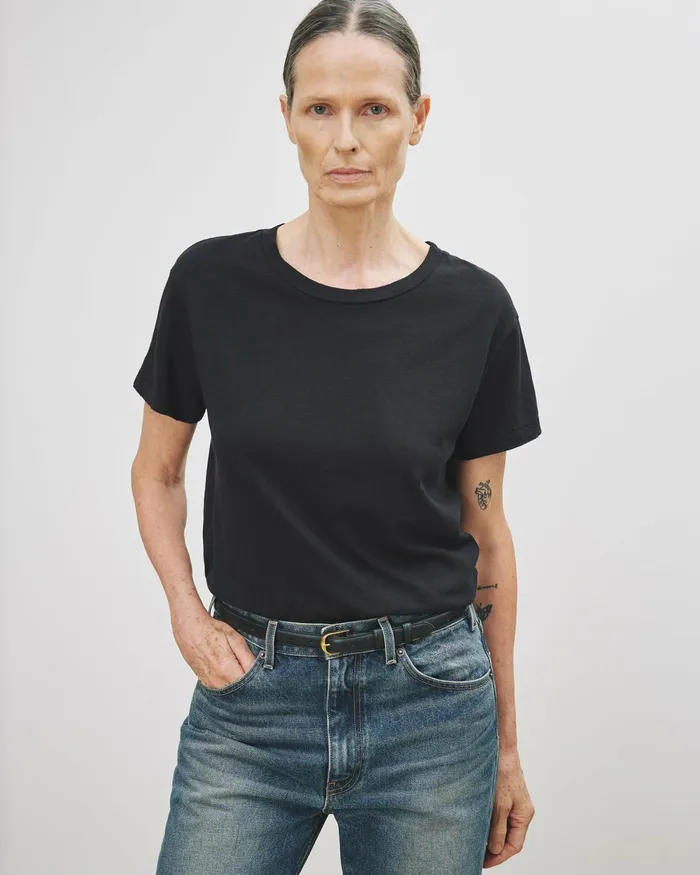 Women Tops Nili Lotan BRADY TEE Washed Black