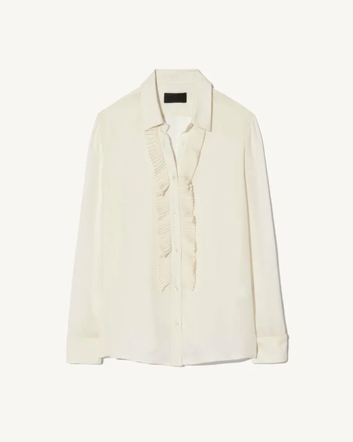 Women Tops Nili Lotan DANIKA SILK SHIRT Ivory