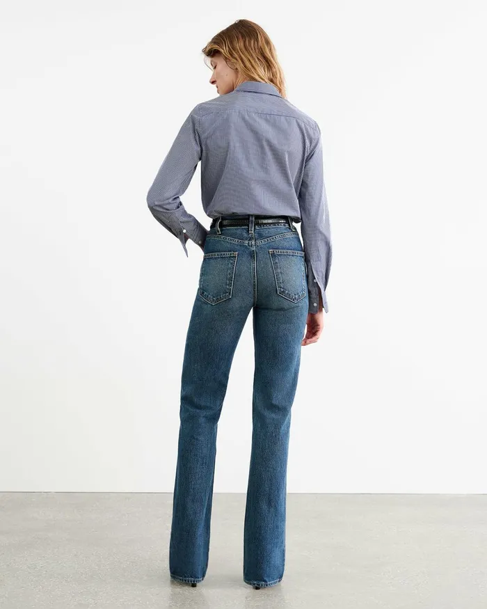 Women Tops Nili Lotan DYLLAN SHIRT Navy Vichy Check