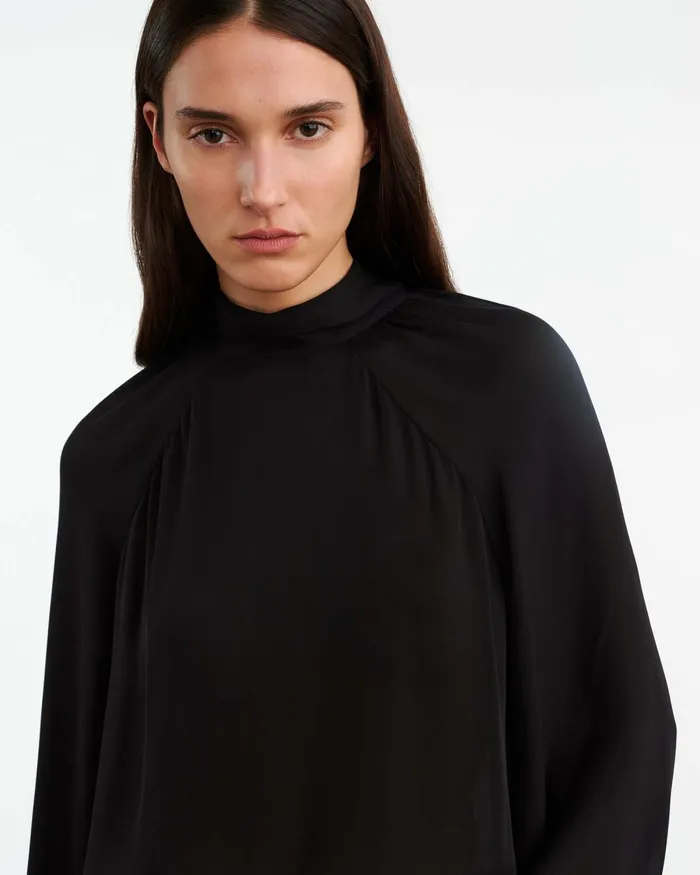 Women Tops Nili Lotan ELIANNA SILK BLOUSE Black