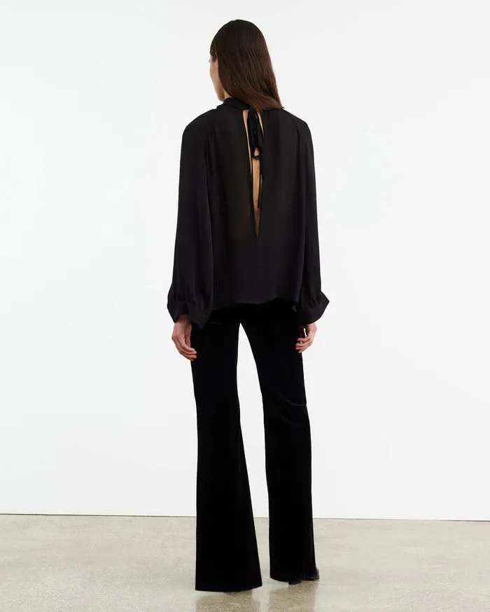 Women Tops Nili Lotan ELIANNA SILK BLOUSE Black