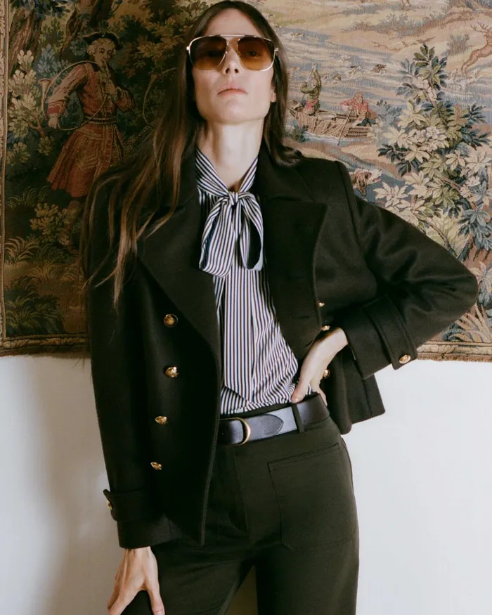 Women Tops Nili Lotan IRINA SILK BLOUSE Ivybrnnavy Stripe