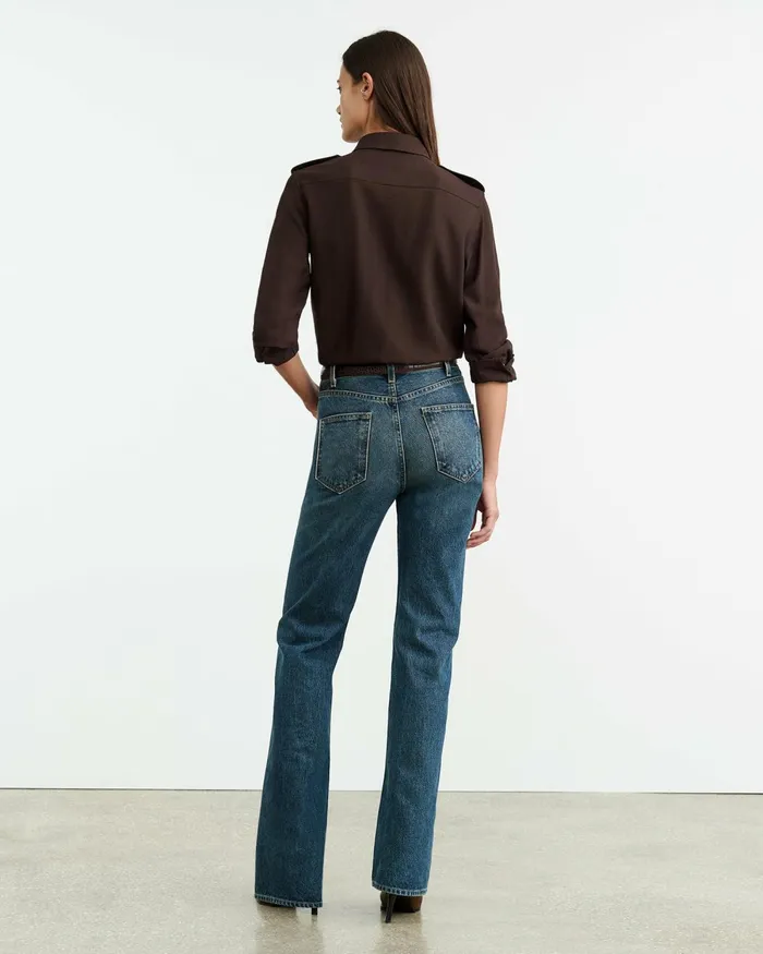 Women Tops Nili Lotan JEANETTE SHIRT Dark Brown