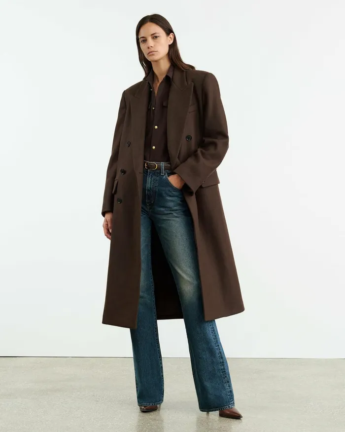 Women Tops Nili Lotan JEANETTE SHIRT Dark Brown