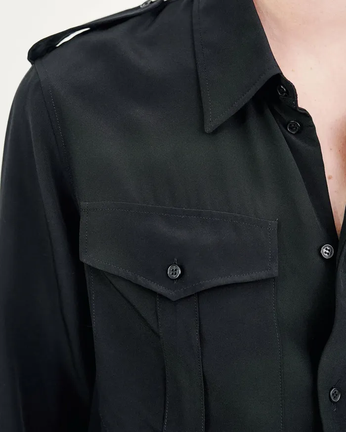 Women Tops Nili Lotan JEANETTE SILK SHIRT Black