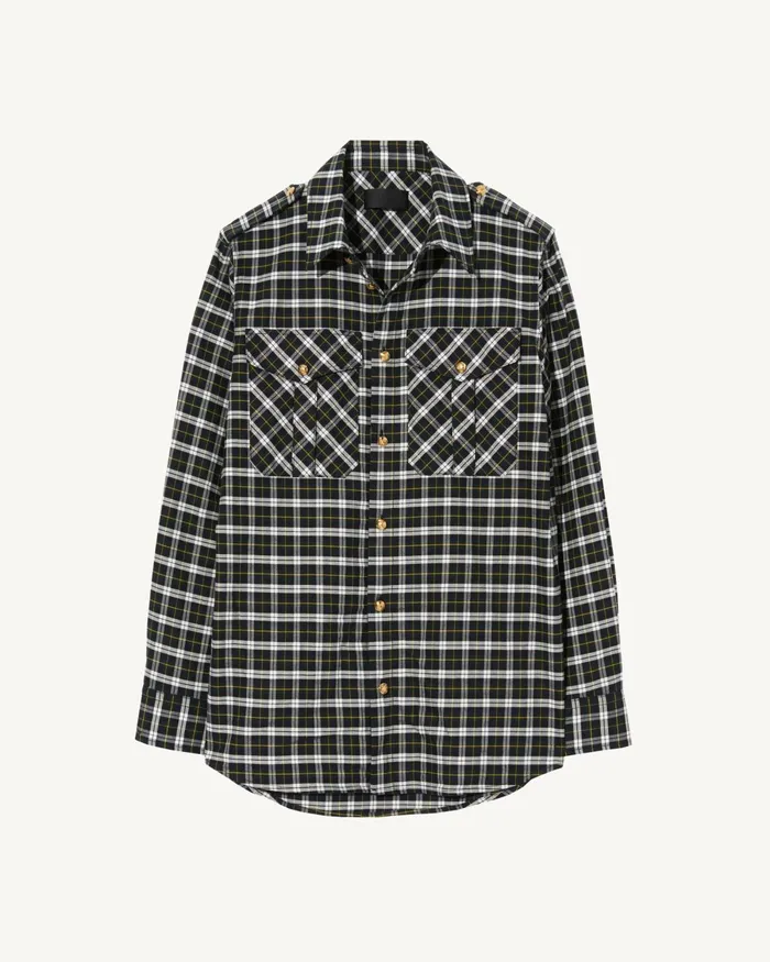 Women Tops Nili Lotan JEANETTE TOP Blackgreen Plaid