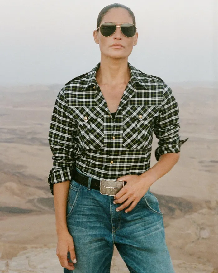 Women Tops Nili Lotan JEANETTE TOP Blackgreen Plaid