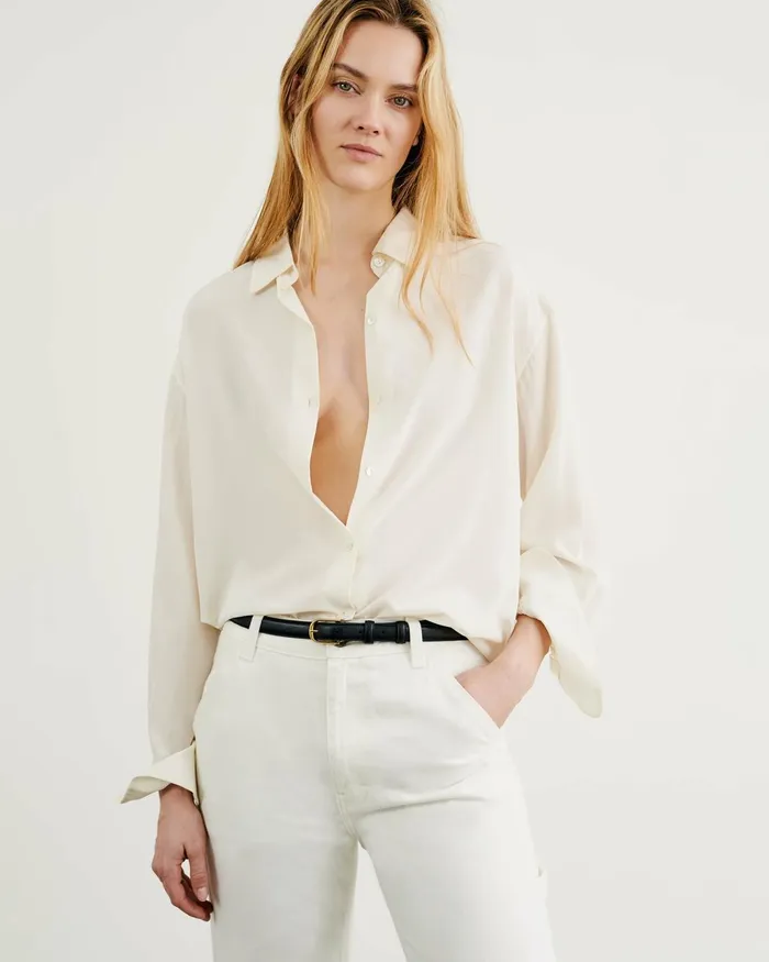 Women Tops Nili Lotan JULIEN SILK BLOUSE Black