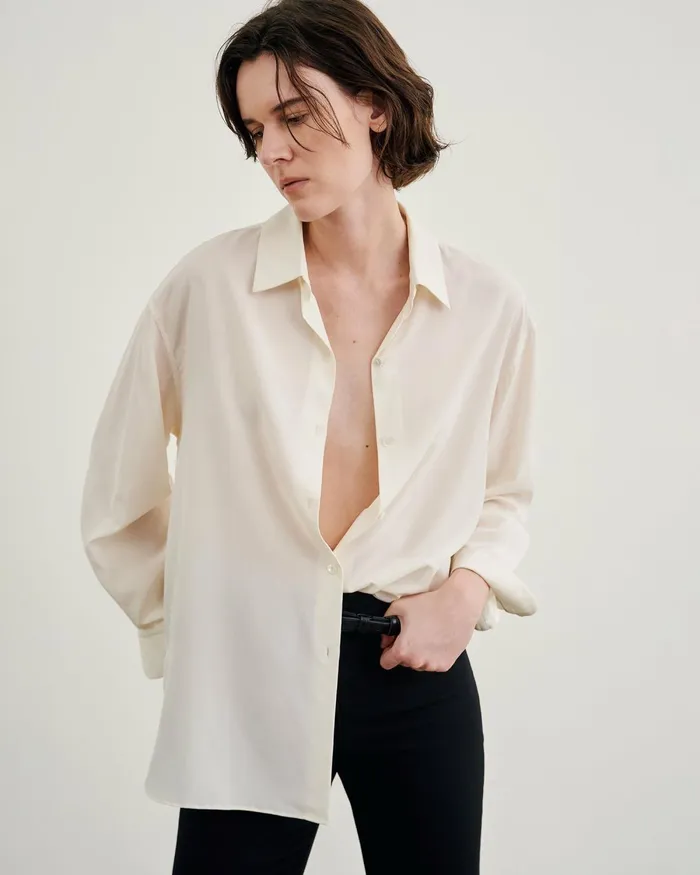 Women Tops Nili Lotan JULIEN SILK BLOUSE Black