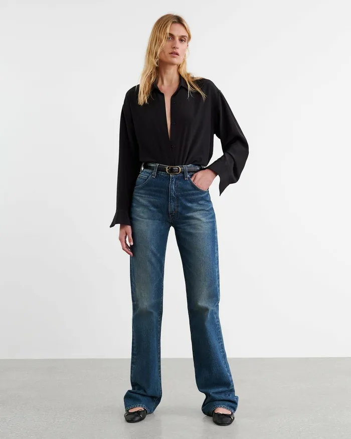 Women Tops Nili Lotan JULIEN SILK BLOUSE Black