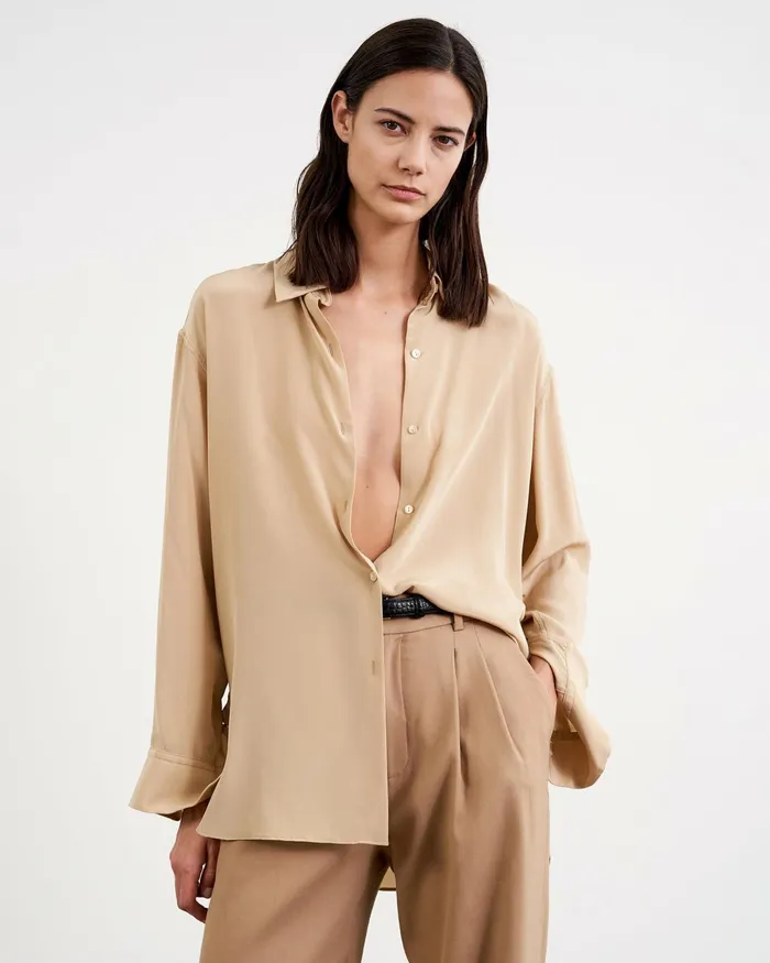 Women Tops Nili Lotan JULIEN SILK BLOUSE Black