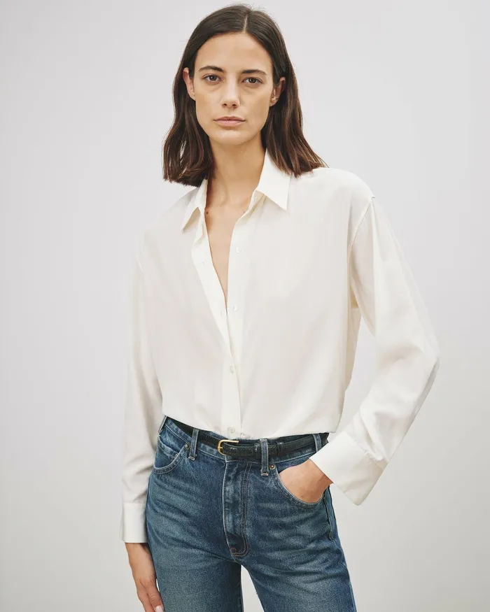 Women Tops Nili Lotan JULIEN SILK BLOUSE Black