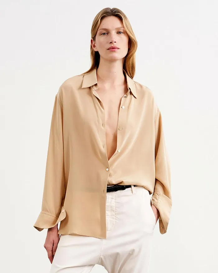 Women Tops Nili Lotan JULIEN SILK BLOUSE Black
