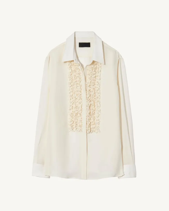 Women Tops Nili Lotan MARISA SILK SHIRT Ivory