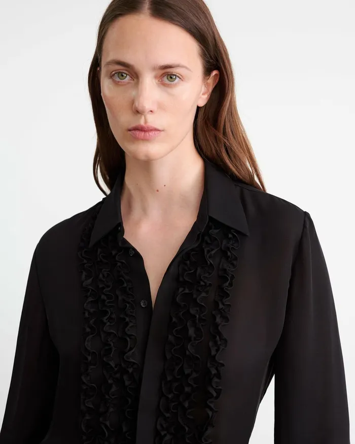 Women Tops Nili Lotan MARISA SILK SHIRT Ivory