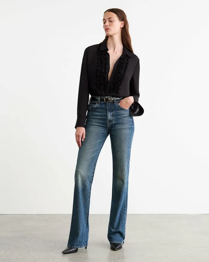 Women Tops Nili Lotan MARISA SILK SHIRT Ivory