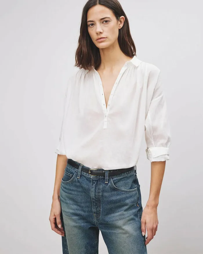 Women Tops Nili Lotan MILES BLOUSE Ivory