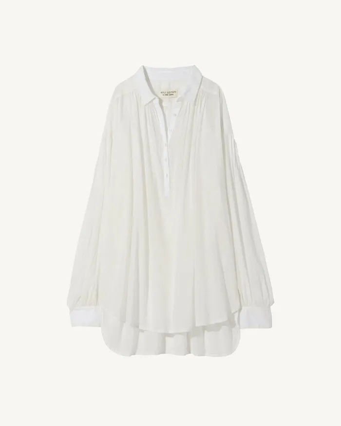 Women Tops Nili Lotan MILES BLOUSE Ivory
