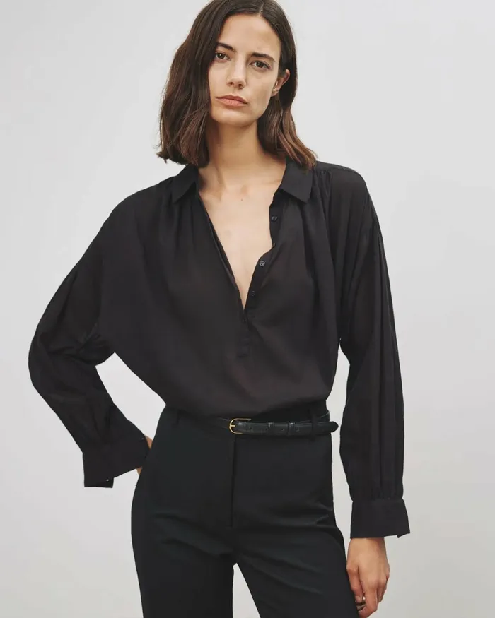Women Tops Nili Lotan MILES BLOUSE Ivory