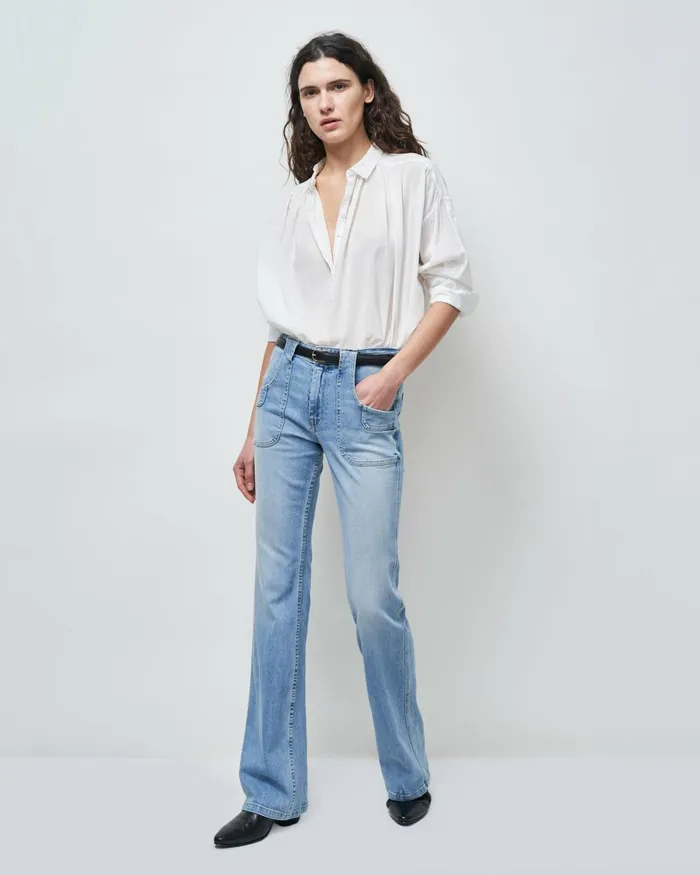 Women Tops Nili Lotan MILES BLOUSE Ivory