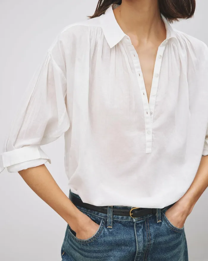 Women Tops Nili Lotan MILES BLOUSE Ivory