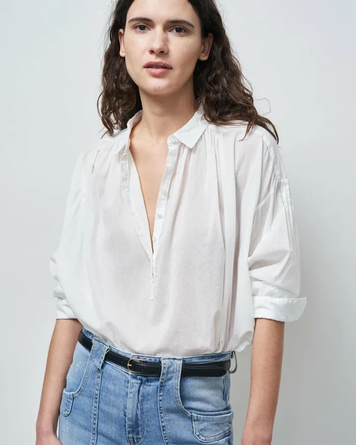 Women Tops Nili Lotan MILES BLOUSE Ivory