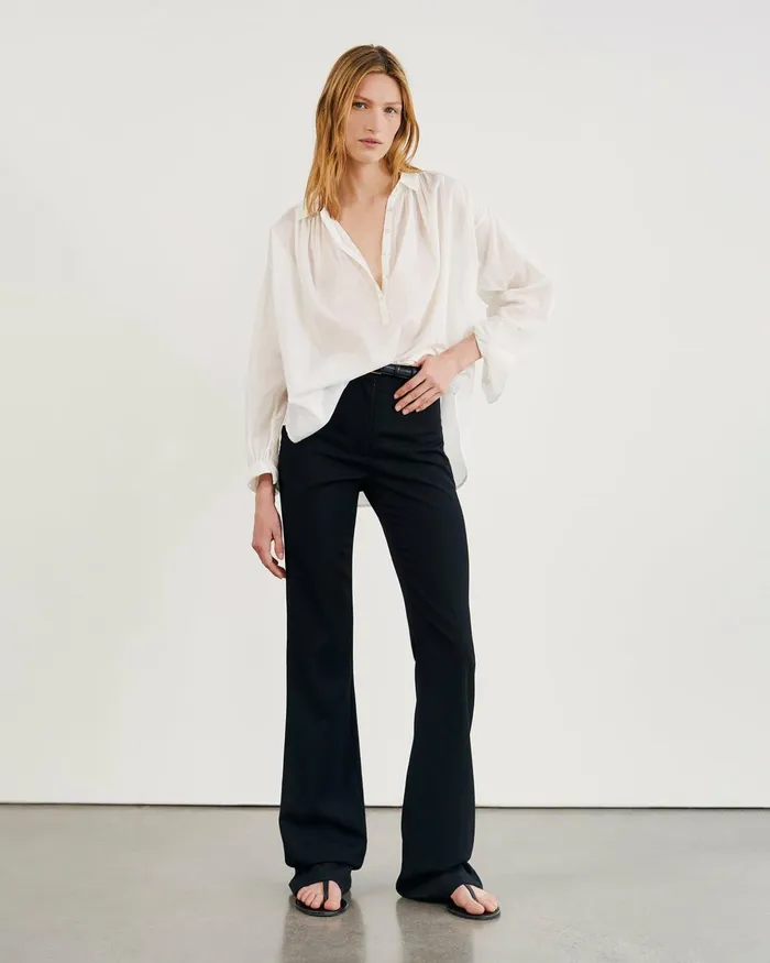 Women Tops Nili Lotan MILES BLOUSE Ivory