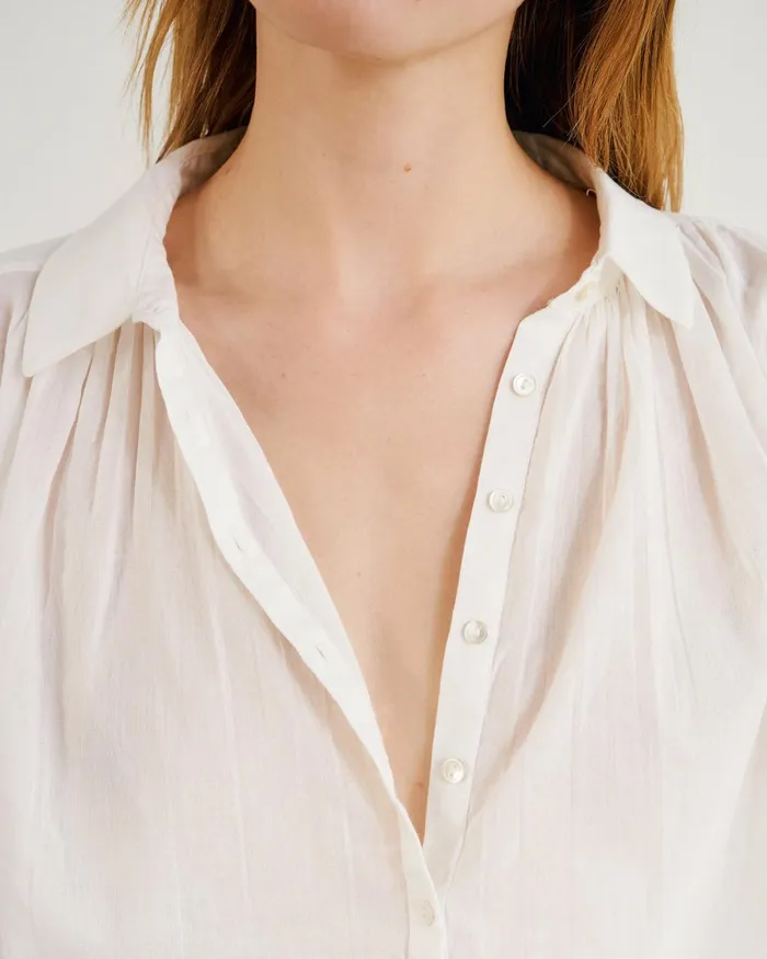 Women Tops Nili Lotan MILES BLOUSE Ivory