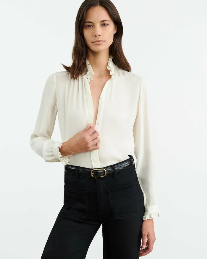 Women Tops Nili Lotan ORIN SHIRT Ivory